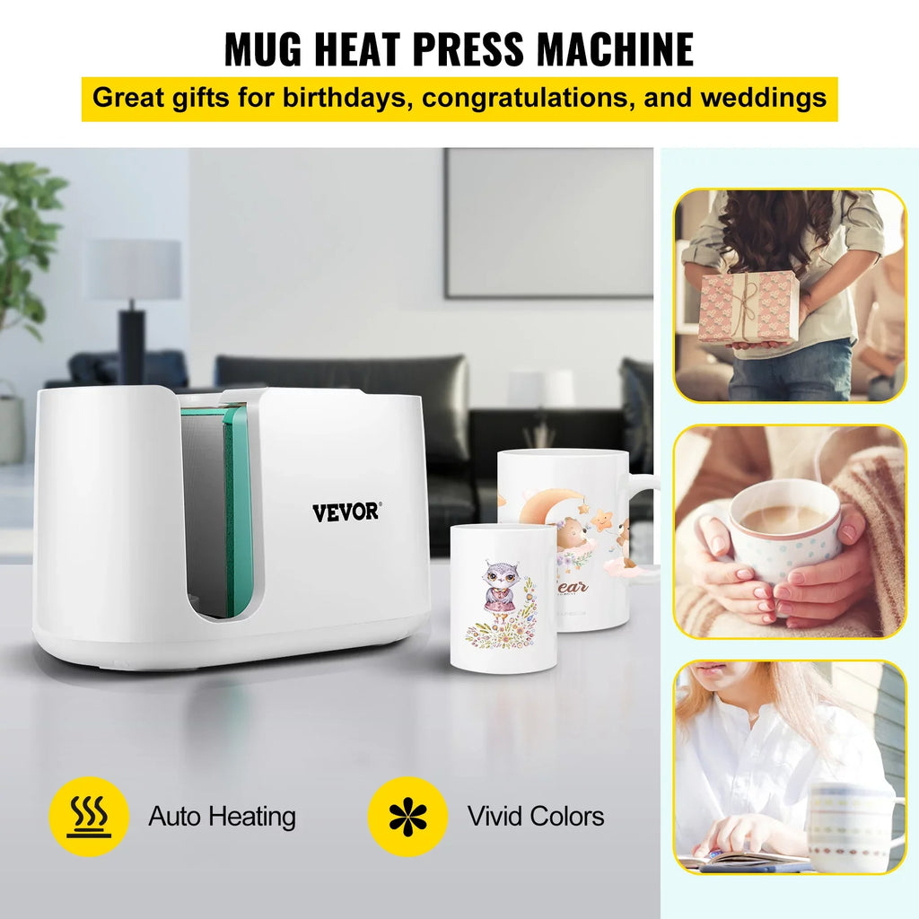 Heat Presents Press Cup Printing Pro as Easy 11-15oz, DIY Transfer Machine One-touch Machine, Button, Portable Mug Gi Press Presser Family Mug Press Sublimation Friends VEVOR Mug with Automatic Coffee