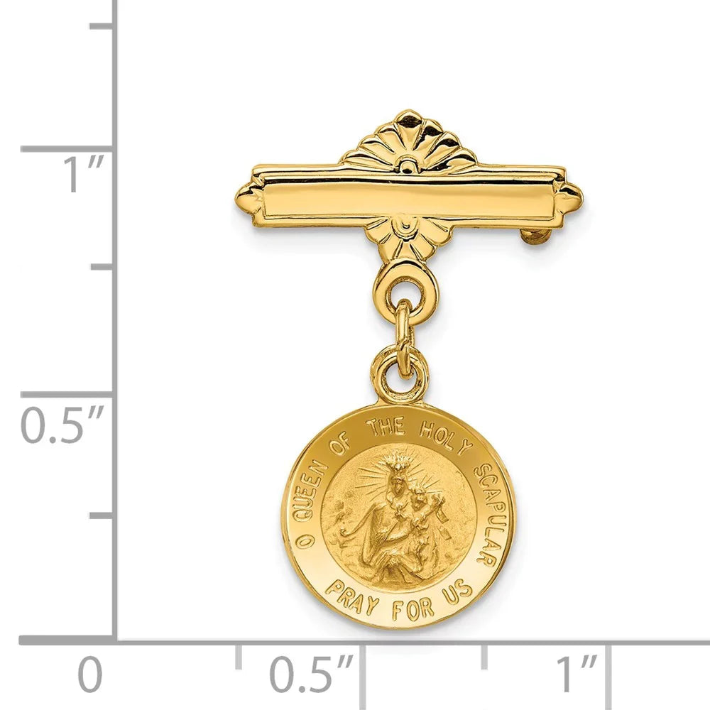 Holy X The mm) Yellow (25 14K Pin Scapular Reversible Of mm Queen 17 Medal sacred Heart Gold