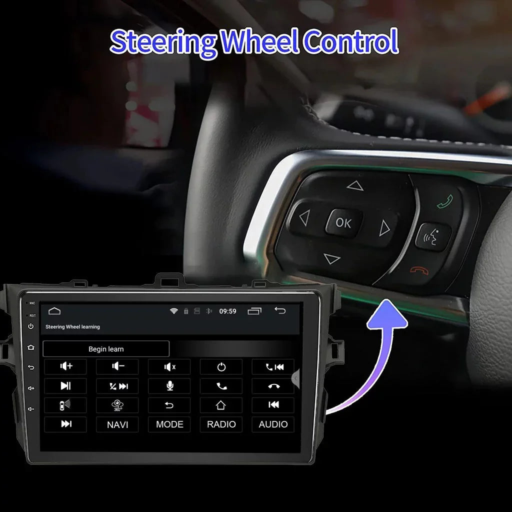 Din 08-12 Android Car 12 Bluetooth, Backup Corolla Toyota CarPlay&Android FM&AM, GPS Car Screen with Compatible for Double Navigation, Camera Support Binize Radio Stereo Inch Touch Auto,9