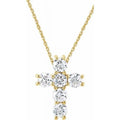 Natural R42309:60028:P 14K 1/4 18" Necklace Cross Yellow CTW Diamond