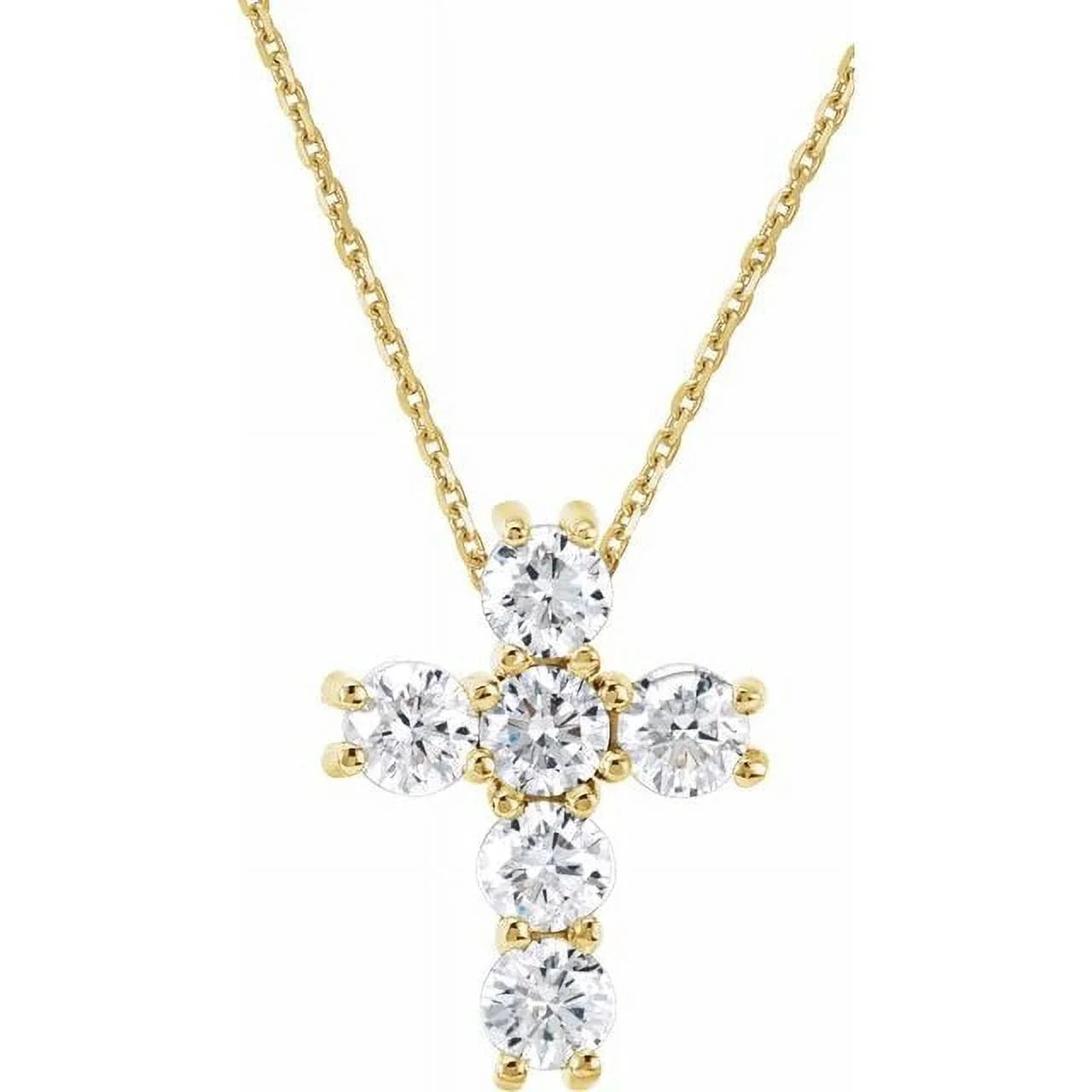 Natural R42309:60028:P 14K 1/4 18" Necklace Cross Yellow CTW Diamond