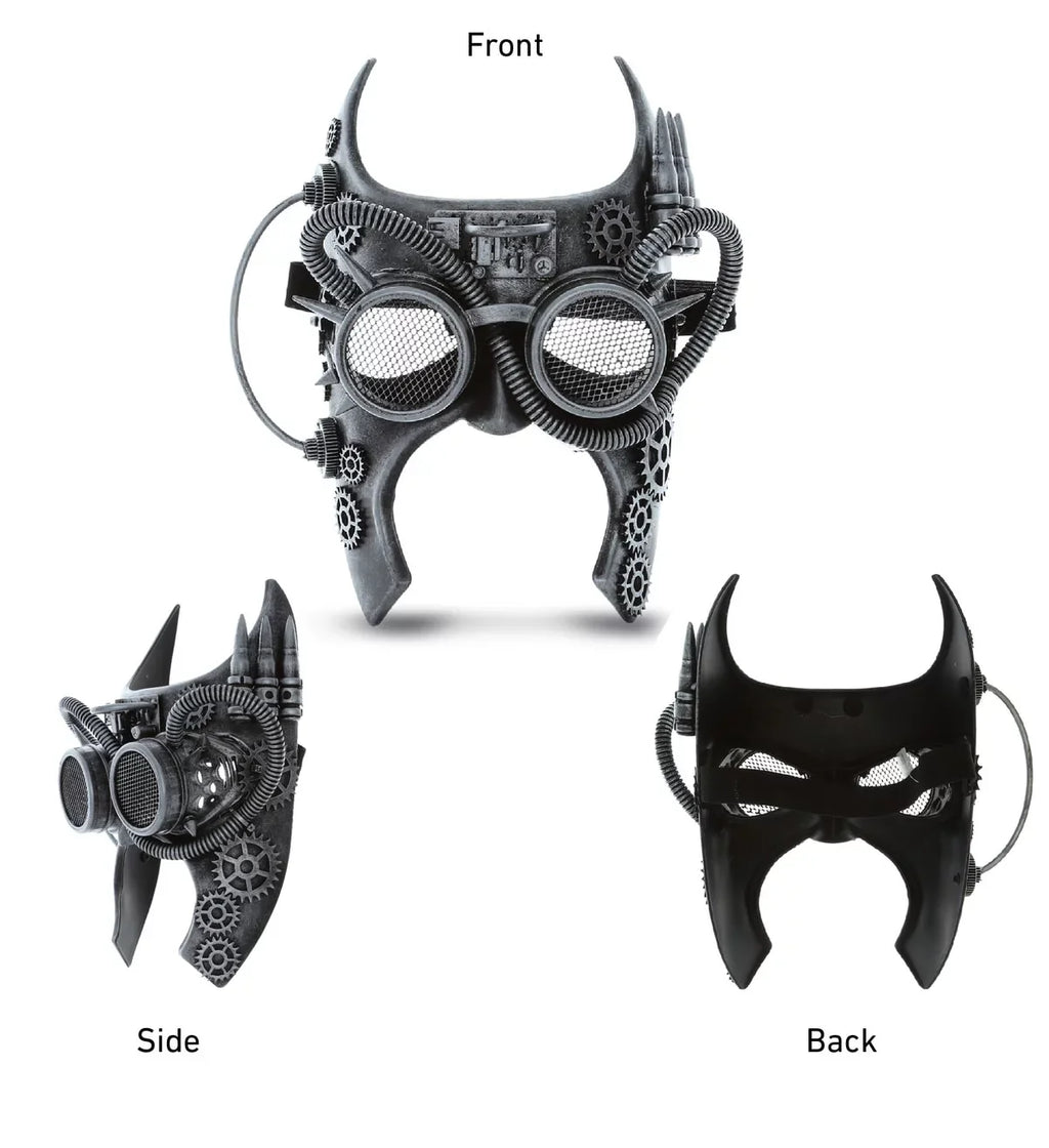 Goggle Mask Half Robot - Silver Steampunk Face Gladiator Studio Attitude Costume