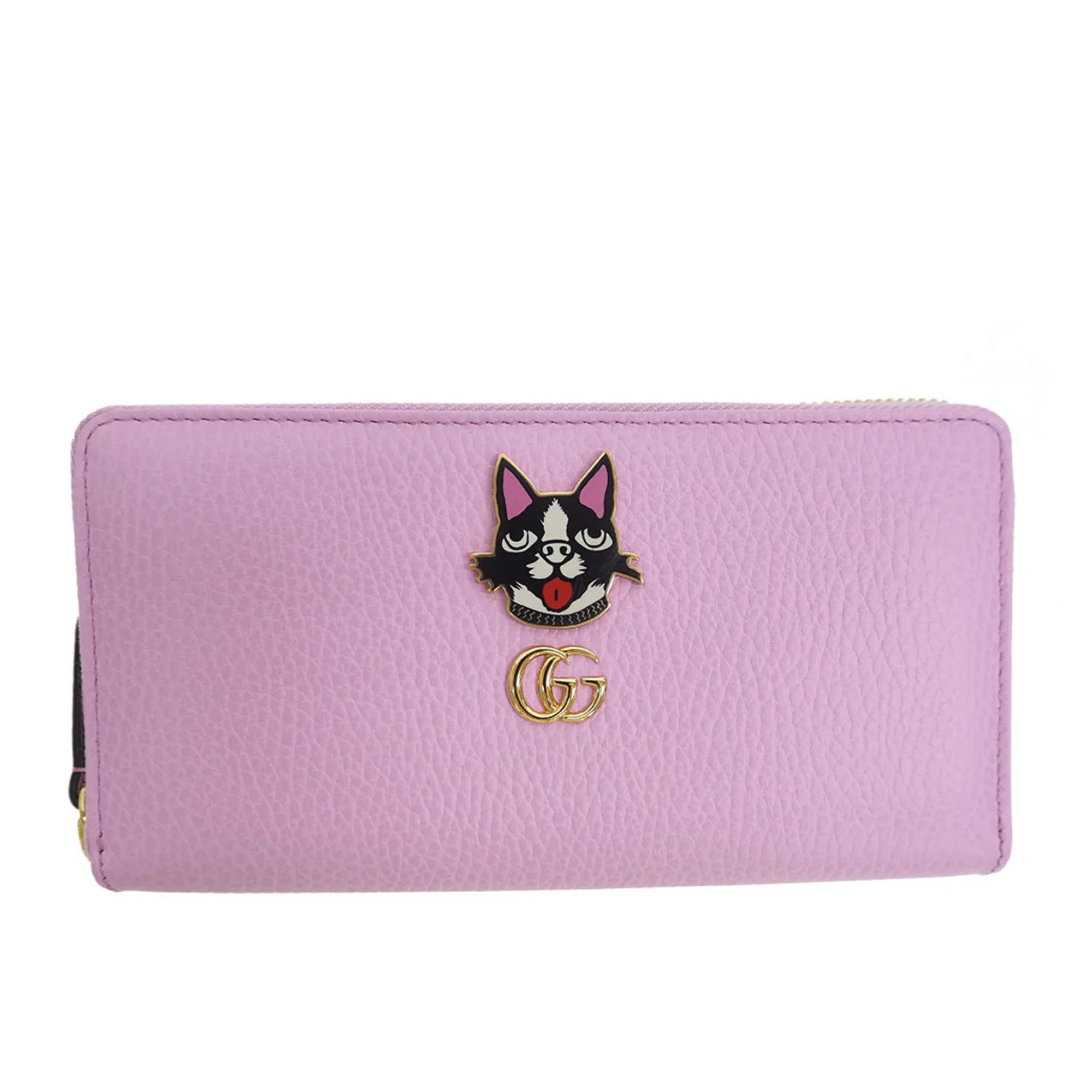 Round Light Marmont Pink GUCCI Boston GG Dog (Like Wallet Bosco Gucci New) Purse Pre-Owned Around 499337 Terrier Zip