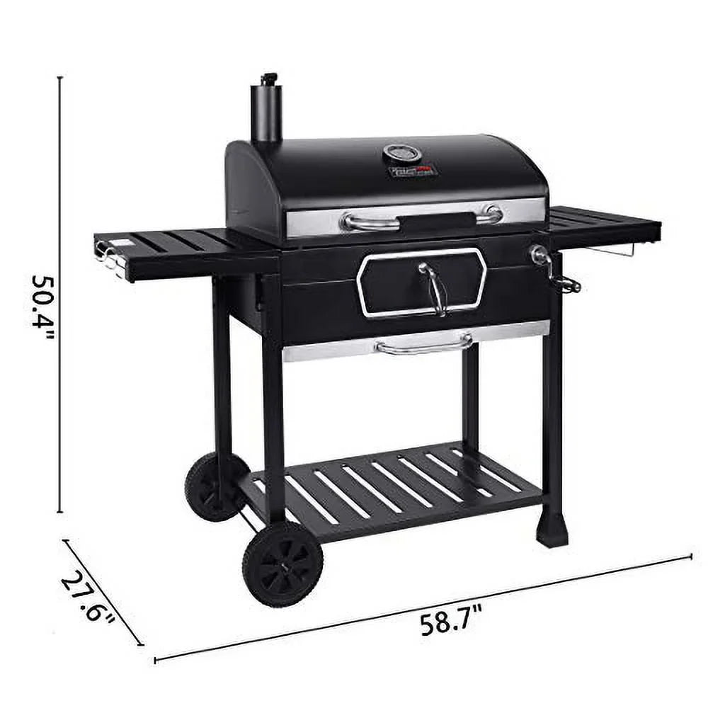 Black, Charcoal Grill, 30-Inch Deluxe CD2030AN Smoker Gourmet Camping BBQ Royal Large Backyard Cooking, Patio Picnic