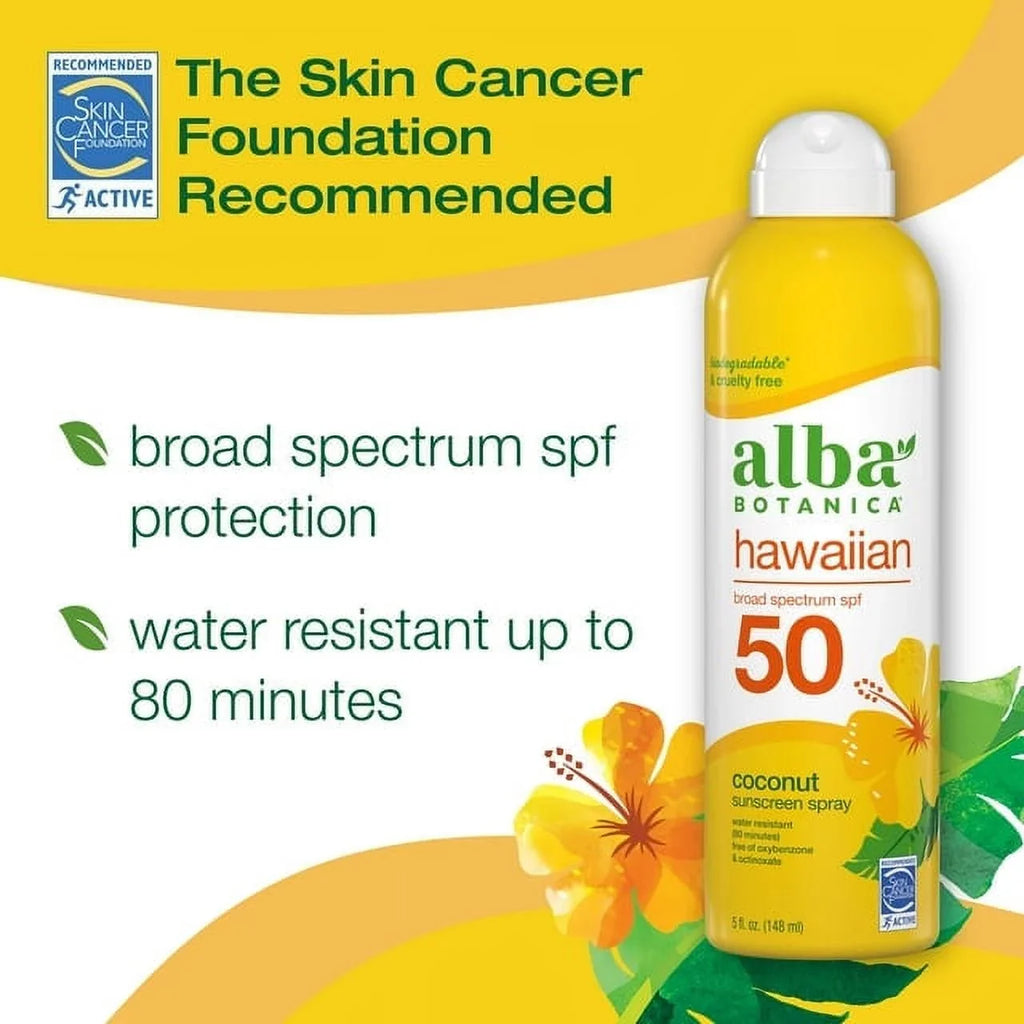 oz (Pack SPF 6 Coconut Hawaiian, 2) of Sunscreen Spray Botanica Alba 50